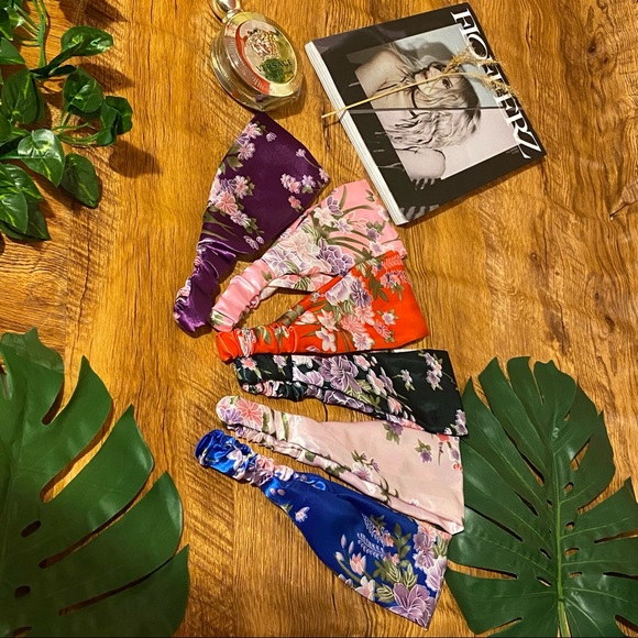 Women satin silk headband floral Japanese pattern New - Picture 3 of 11